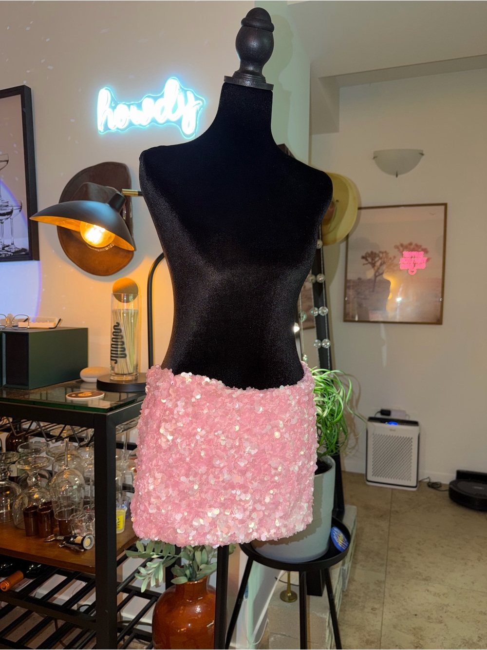 EDIKTED Pink Sequin Mini Skirt - Shimmering Party Skirt